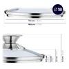 Diagrams showing the dimensions of a pot lid. Voir les images du produit