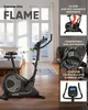 A collage of an exercise bike with feature callouts. Produktbild-Vorschau