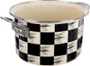 A black and white checkered pot with silver handles on a white background. Produktbild-Vorschau