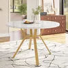 OKWISH Table À Manger - Ronde Avec Pieds Métal Or, Plateau Voir les images du produit 1