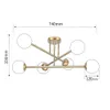 A diagram of a gold chandelier with dimensions indicated. Náhľad obrázku produktu
