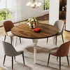 A dining room scene with a round wooden table and four chairs. Náhľad obrázku produktu