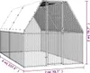 A 3D rendering of an outdoor chicken cage with dimensions indicated. Anteprima dell’immagine prodotto