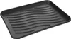 A black plastic shoe tray with a wavy ribbed surface, shown from a diagonal angle against a white background. Voir les images du produit