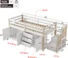 A diagram showing the dimensions of a loft bed with storage. Náhled obrázku produktu