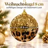 Weihnachtskugeln Kunststoff 8cm Glitzer und Leo Print 12er Produktbild-Vorschau 5