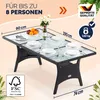 CASARIA® Polyrattan Gartentisch 190x90x74cm mit Ablage Glas Produktbild-Vorschau 2