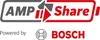 Marketing image showing the AMPShare logo and the Bosch logo. Produktbild-Vorschau