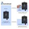 Diagram showing two control modes for a solar panel box: remote control and button control. Produktbild-Vorschau
