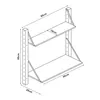 A 3D line drawing of a two-tiered wall shelf with dimensions indicated. Voir les images du produit