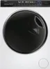 A front view of a white Haier washing machine with a black door. Produktbild-Vorschau