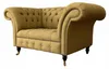 Chesterfield Sessel Design Polster Sofa Couch Braun Textil Produktbild-Vorschau 2
