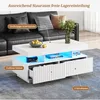 Nowoczesny stolik kawowy Merax z diodami LED i 2 szufladami Podgląd zdjęcia produktu 3