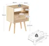 Rattan-Beistelltisch mit Schublade und Massivholzbeinen, Produktbild-Vorschau 4