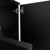Close-up of an open black cabinet with a hinge visible. Produktbild-Vorschau