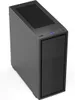 A black computer tower case is shown against a white background. Produktbild-Vorschau