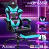 A gaming chair with various features highlighted by text overlays and graphics. Produktbild-Vorschau