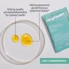 A petri dish with two drops of liquid, a sachet of Altrient liposomal glutathione, and text overlays describing the product's ingredients and benefits. Anteprima dell’immagine prodotto