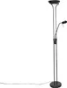 Moderne Stehlampe Schwarz mit Leselampe inkl  LED dunkel Produktbild-Vorschau 1