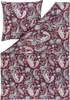 A flat lay of a burgundy paisley patterned duvet cover and pillowcase. Produktbild-Vorschau