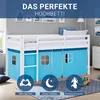 Homestyle4u podkrovná posteľ 90x200 záclona modrá detská Náhľad obrázku produktu 16