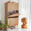 sweeek - Schuhschrank mit Rattan-Geflecht - Natur Produktbild-Vorschau 6