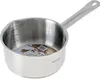 A stainless steel saucepan with a long handle, shown against a white background. Voir les images du produit
