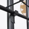 A close-up view of a black metal plant stand, showing a detail of how a horizontal bar is attached to a vertical support with a clip. Náhled obrázku produktu