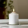 LED Stumpenkerze Flamme - Echtwachs - warmweiße 3D Flamme - H: 12cm - Batterie - Timer - weiß Podgląd zdjęcia produktu