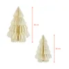 Two honeycomb paper Christmas trees of different sizes are displayed against a white background, with size indicators. Voir les images du produit