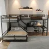 Metalowe łóżko piętrowe z 3 miejscami do spania, wyposażone Podgląd zdjęcia produktu 6