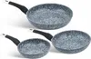 Three frying pans of different sizes are arranged diagonally on a white background. Produktbild-Vorschau