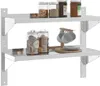 vidaXL Półka ścienna z 2 półkami 75x23,5x60 cm srebrna stal Podgląd zdjęcia produktu 4