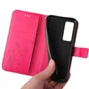 A hand holding a pink flip phone case open to show the inside and the phone slot. Produktbild-Vorschau