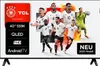 A television screen displaying a promotional image of a soccer team. Voir les images du produit