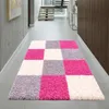 Weicher Shaggy Teppich Mehrfarbig Rosa Grau Creme – Produktbild-Vorschau 2