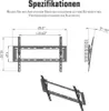 Diagrams and specifications for a TV wall mount. Náhled obrázku produktu