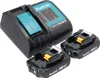 A Makita power source kit with a charger and two batteries. Produktbild-Vorschau