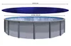 A diagram showing a round pool with a blue cover above it, with dimensions indicated. Produktbild-Vorschau