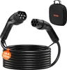 A black electric vehicle charging cable and its carrying case are displayed against a white background. Produktbild-Vorschau