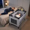COSTWAY 4 in 1 Babybett mit Matratze & Rollen, Reisebett Produktbild-Vorschau 2