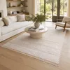 Teppich weiße Jute mit Fransen Streifenmuster 60x110 Produktbild-Vorschau 2