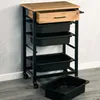 KESPER Keukenwagen – Metalen frame, zwart, 4 kunststof Productafbeelding-voorbeeld 3