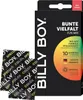 A box of Billy Boy condoms with two individual condom wrappers in the foreground. Podgląd zdjęcia produktu