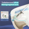 A close-up illustration of a toilet bowl with a toilet brush, highlighting a feature of the toilet rim. Náhled obrázku produktu