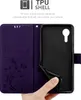A hand is shown holding open a purple phone case, revealing the black TPU inner shell. Náhled obrázku produktu