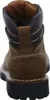 The back view of a brown leather boot with a black sole. Voir les images du produit