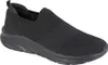 A black slip-on sneaker with a knit upper and a thick sole, shown from a side angle against a white background. Náhľad obrázku produktu
