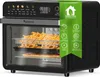 A black countertop oven filled with food, displaying various cooking functions and features. Náhľad obrázku produktu