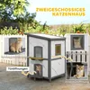 PawHut Katzenhaus aus Holz 2-stöckiges Outdoor Isolierte Produktbild-Vorschau 4